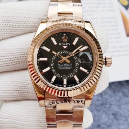 ROLEX SKYDEWELLER Rose Gold black Dial/AUTOMATIC MOVEMENT/ MEN'S ROLEX WATCH 鈥�42MM -Replica Watches