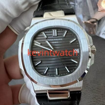 Patek Philippe customize nautilus 5711 grey dial cowhide strap Cal.330 movement 8.2mm thickness CNC case 102g weight