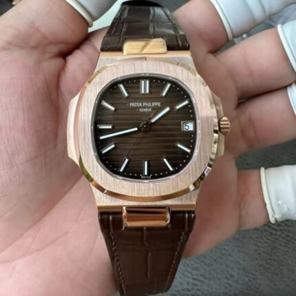 Patek Philippe customize nautilus 5711R chocolate dial cowhide strap Cal.330 movement 8.2mm thickness CNC case 102g weight